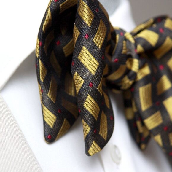 Men's Self-tied Bow Tie 100%Silk Big Butterfly Mustard Ornament S660 - Picture 12 of 14